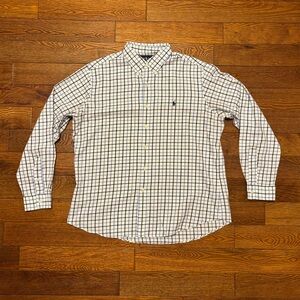 Ralph Lauren White and Navy Plaid Shirt // XL